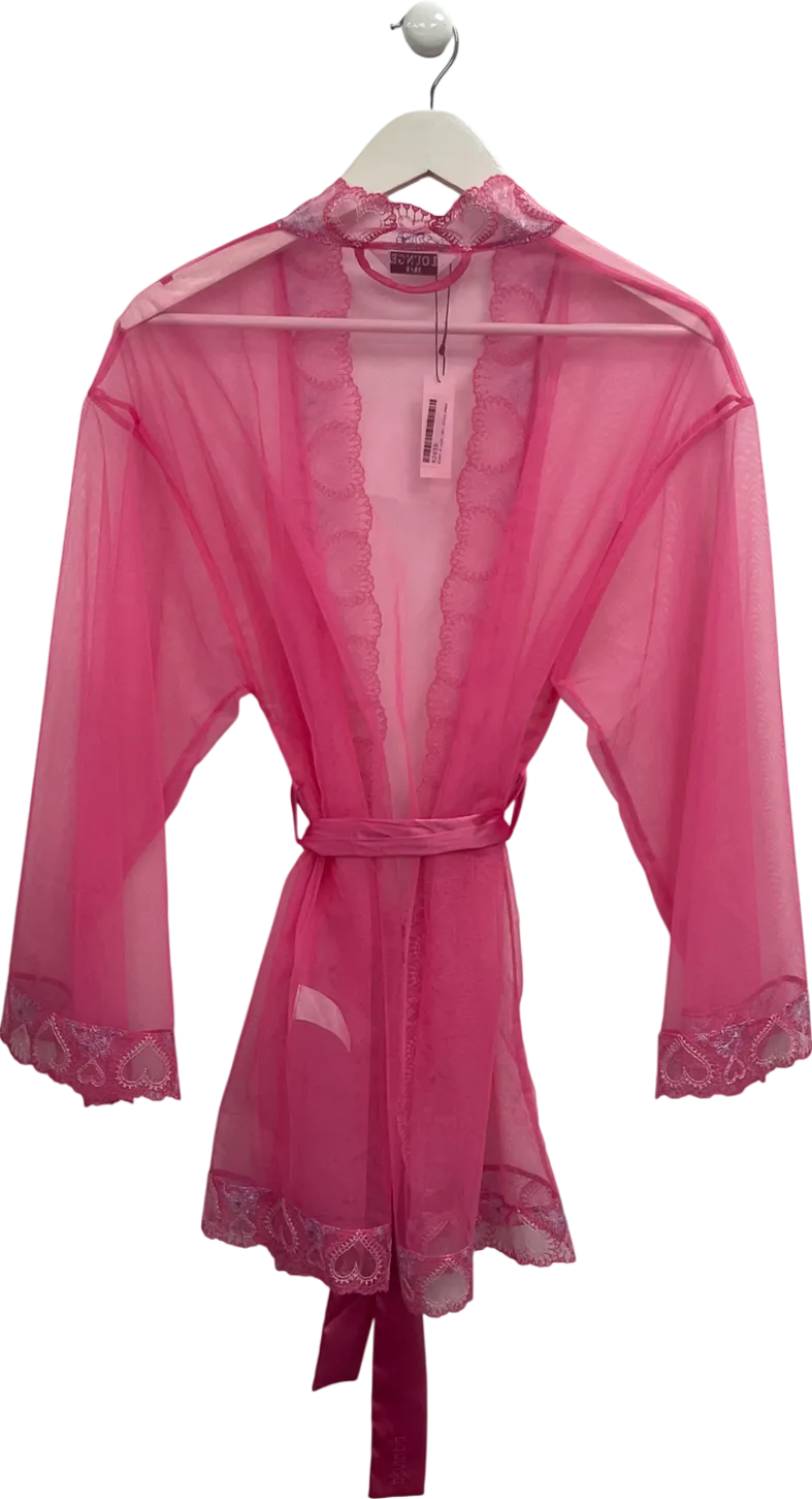 Lounge Underwear Pink Mariana Embroidered Sheer Mesh Robe UK XS/S