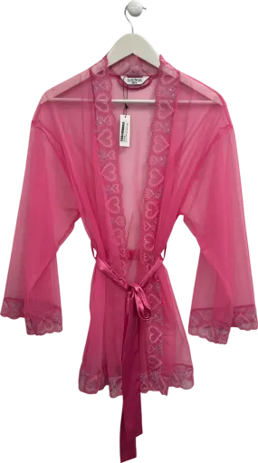 Lounge Underwear Pink Mariana Embroidered Sheer Mesh Robe UK XS/S