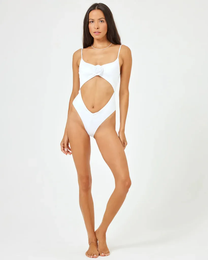 L*Space Women's Sierra One Piece Bathing Suit - White Satin Shine