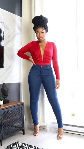 MARILYN MONROE Bodysuit in Cherry Red