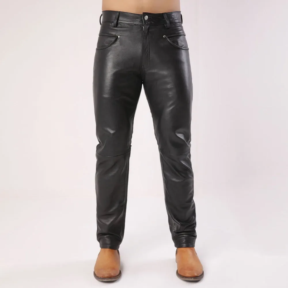 Men's Black Sheep Leather Biker Stylish Pants