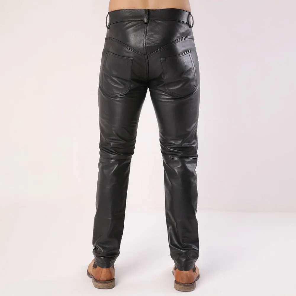 Men's Black Sheep Leather Biker Stylish Pants