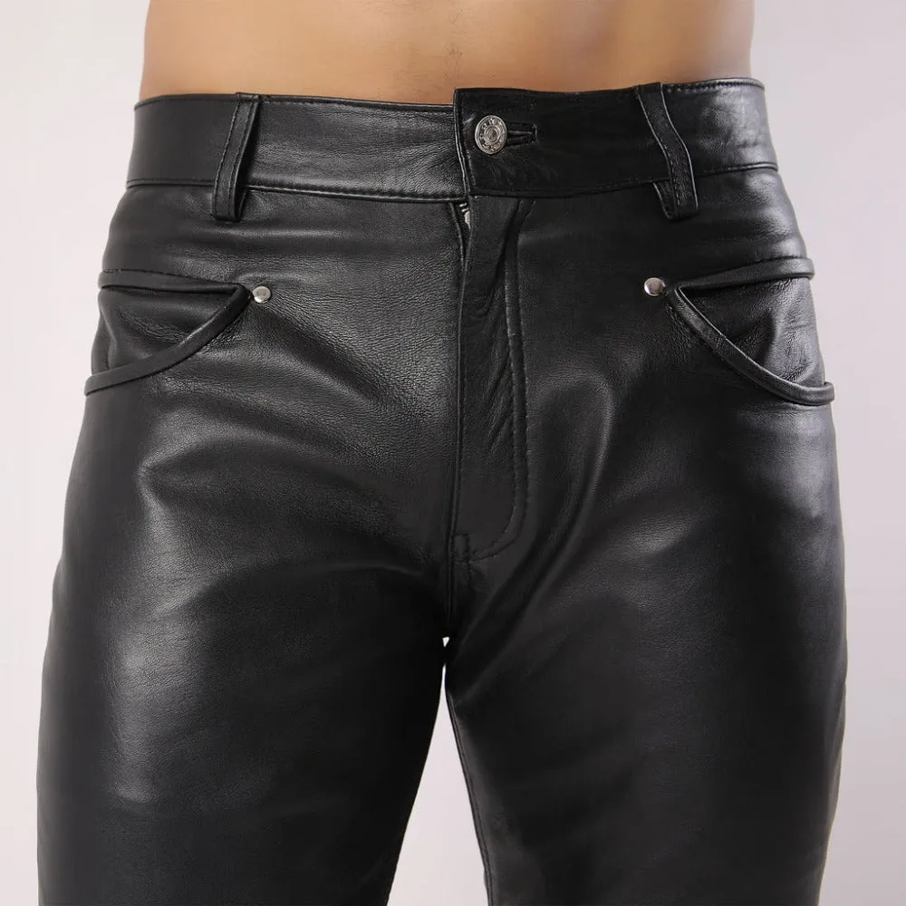 Men's Black Sheep Leather Biker Stylish Pants