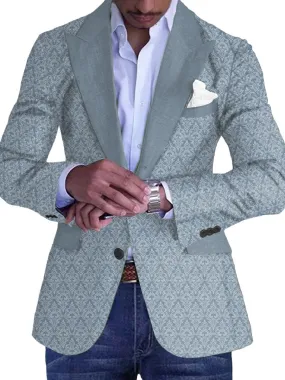 Men's Geometric Print Pocket Lapel Retro Casual Blazer