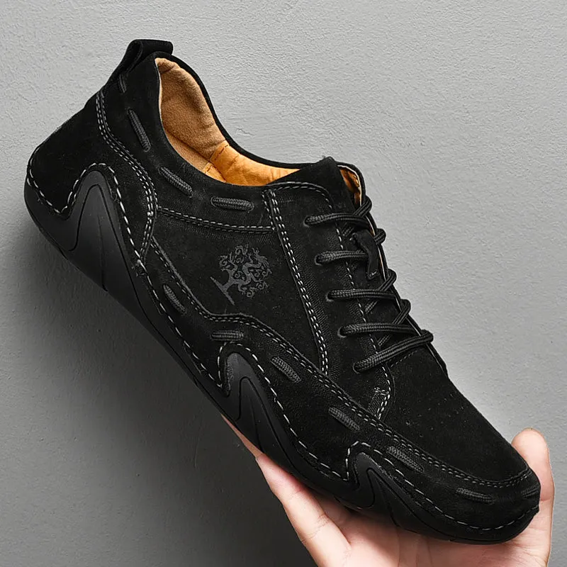 Men's Spring/Autumn Casual Handmade Breathable Leather Sneakers | Plus Size