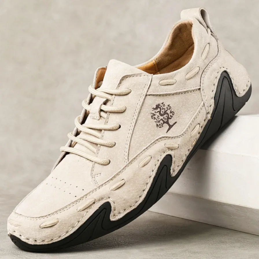 Men's Spring/Autumn Casual Handmade Breathable Leather Sneakers | Plus Size