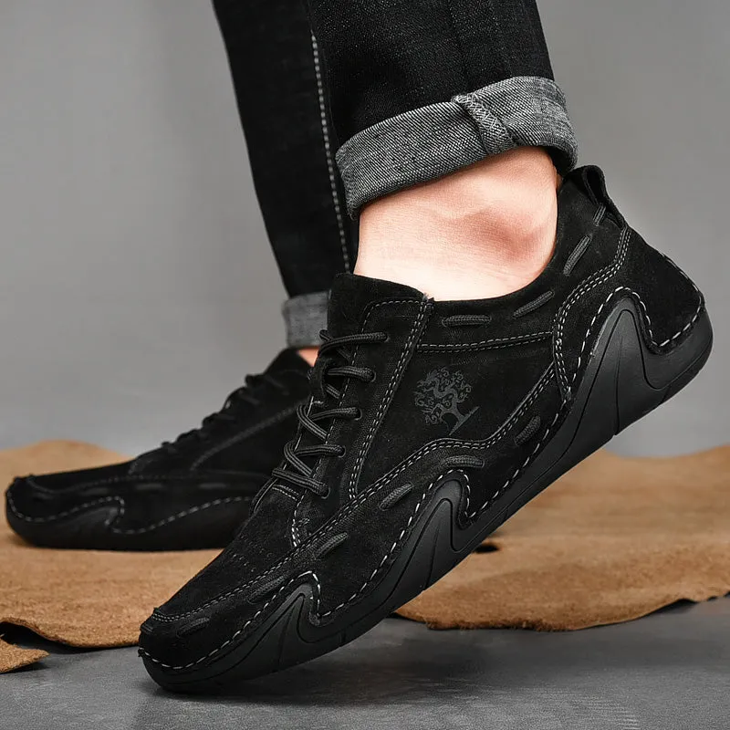 Men's Spring/Autumn Casual Handmade Breathable Leather Sneakers | Plus Size