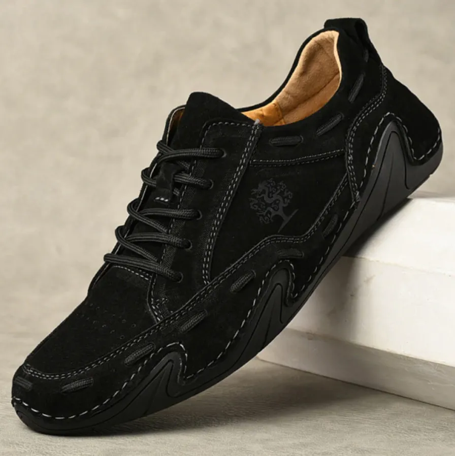 Men's Spring/Autumn Casual Handmade Breathable Leather Sneakers | Plus Size