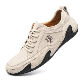 Men's Spring/Autumn Casual Handmade Breathable Leather Sneakers | Plus Size