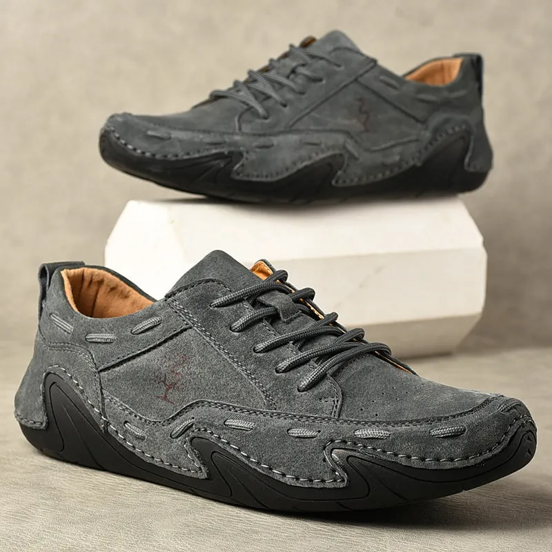 Men's Spring/Autumn Casual Handmade Breathable Leather Sneakers | Plus Size