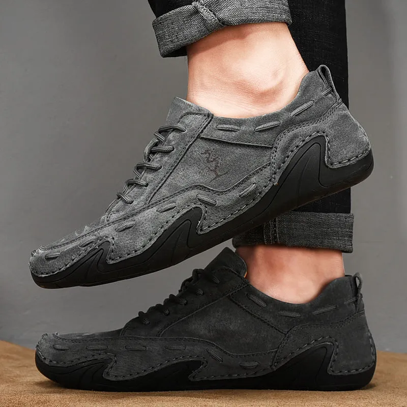 Men's Spring/Autumn Casual Handmade Breathable Leather Sneakers | Plus Size