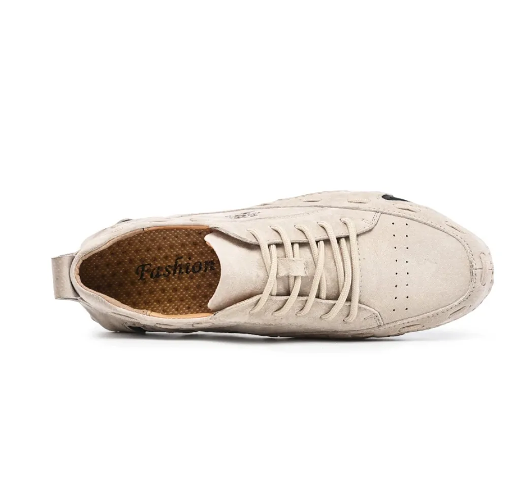 Men's Spring/Autumn Casual Handmade Breathable Leather Sneakers | Plus Size