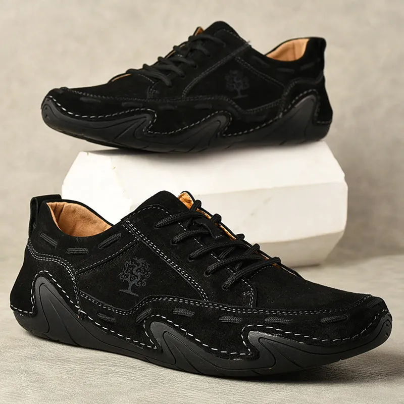 Men's Spring/Autumn Casual Handmade Breathable Leather Sneakers | Plus Size