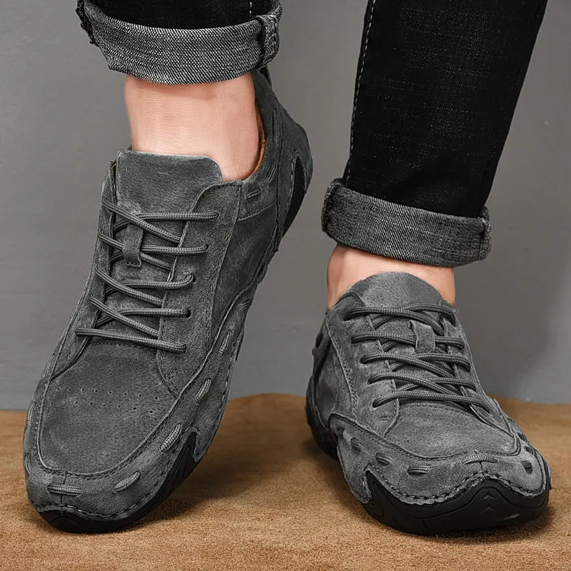 Men's Spring/Autumn Casual Handmade Breathable Leather Sneakers | Plus Size