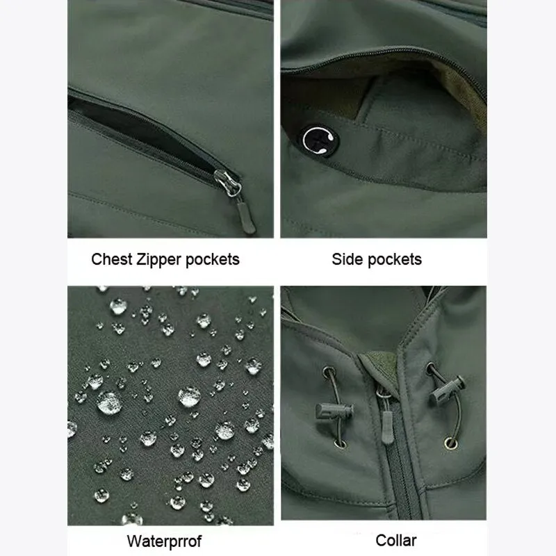Men's Winter Waterproof Trekking Fish Hunting Hiking Camp Military Tactical Outdoor Hood Coat Army