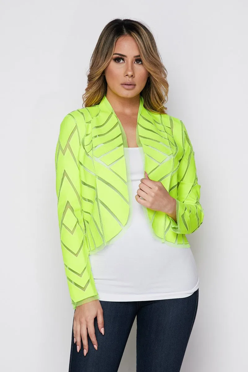 Mesh Leather Design Blazer