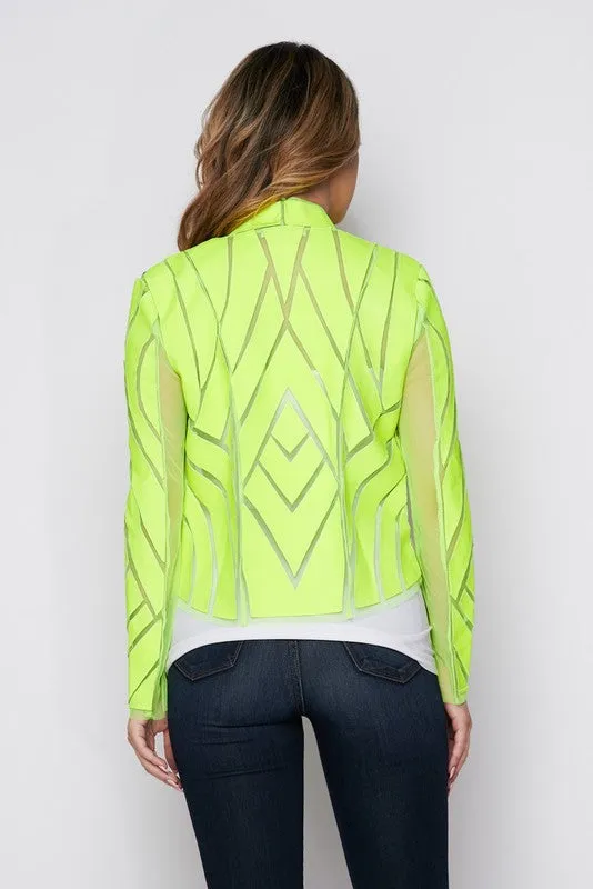 Mesh Leather Design Blazer