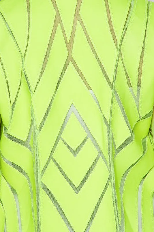 Mesh Leather Design Blazer