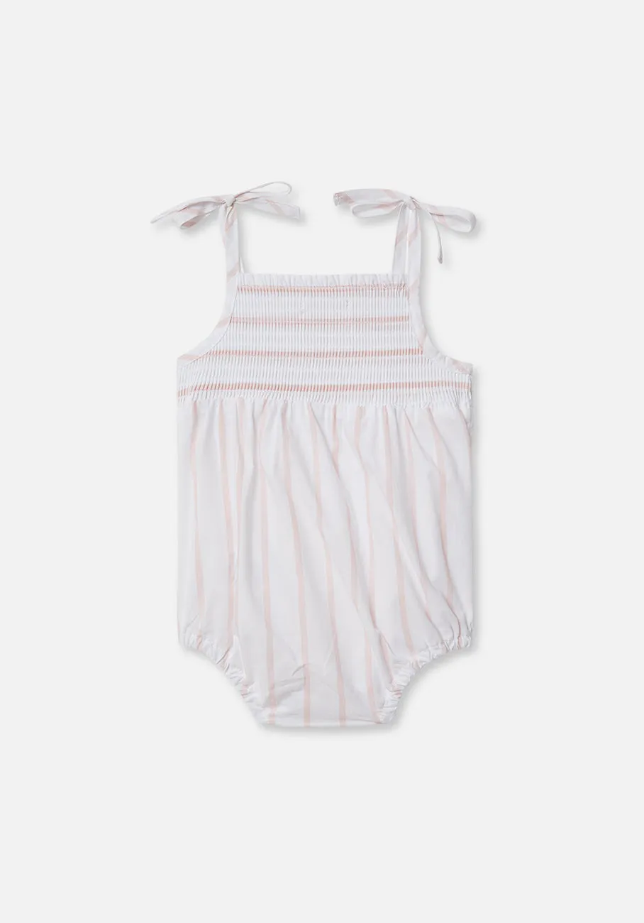 Miann & Co Baby - Tie Shoulder Shirred Bodysuit - Candy Stripe