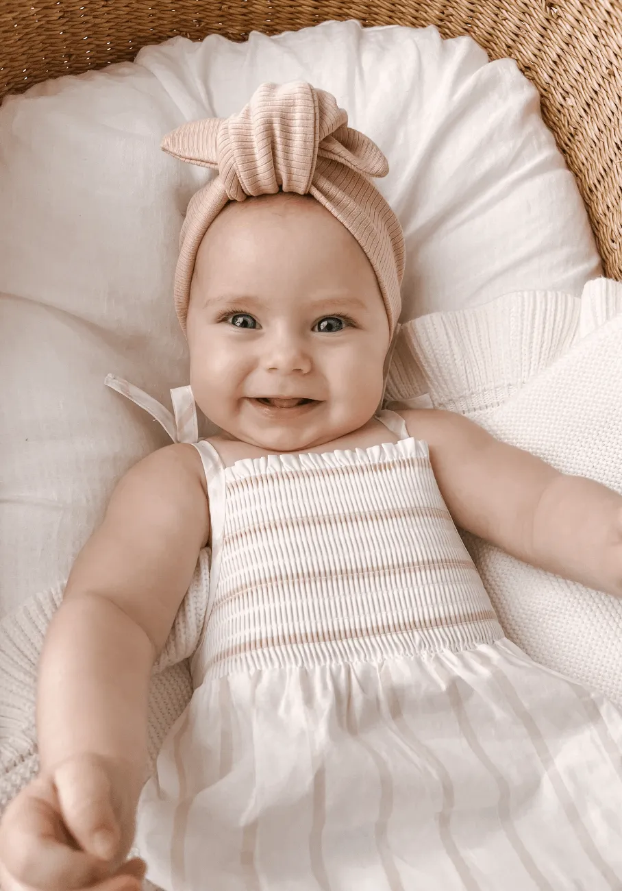 Miann & Co Baby - Tie Shoulder Shirred Bodysuit - Candy Stripe