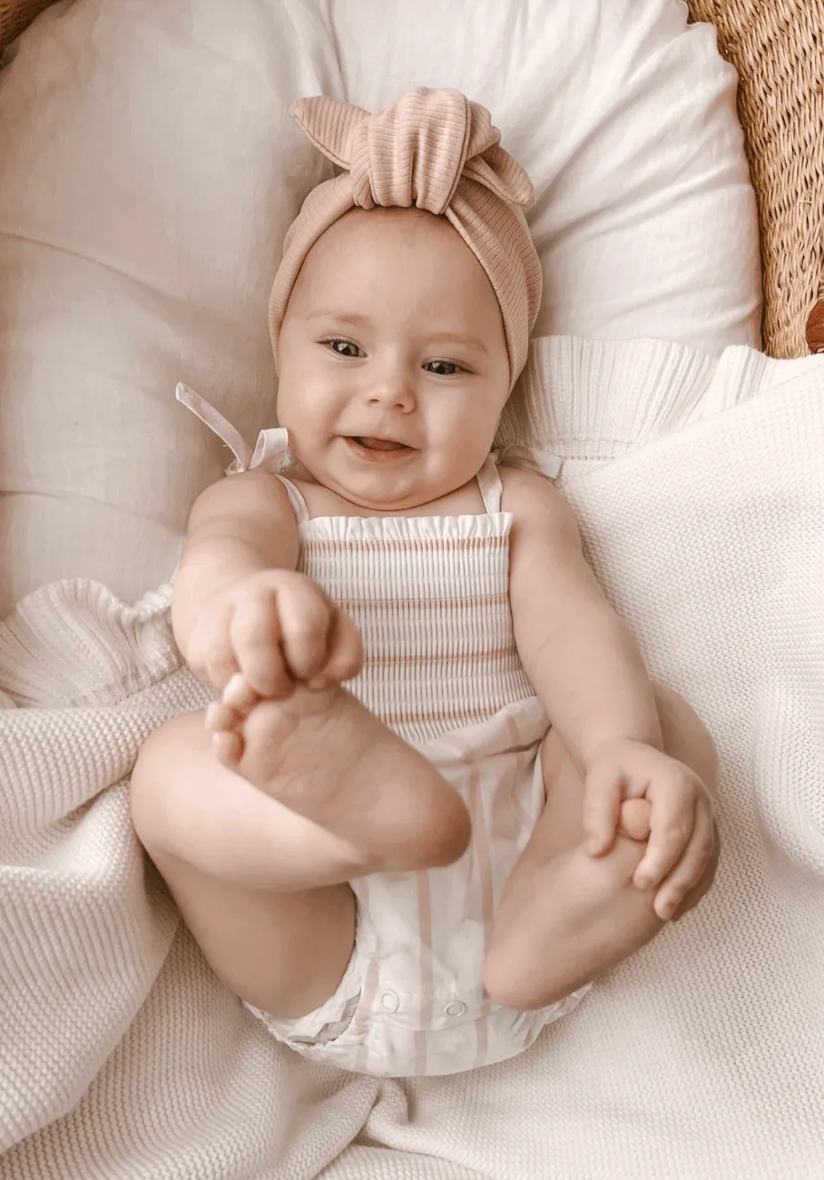 Miann & Co Baby - Tie Shoulder Shirred Bodysuit - Candy Stripe