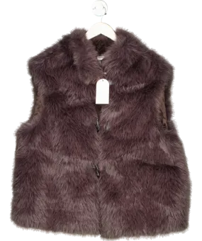 Monsoon Brown Della Faux Fur Duffle Gilet UK L