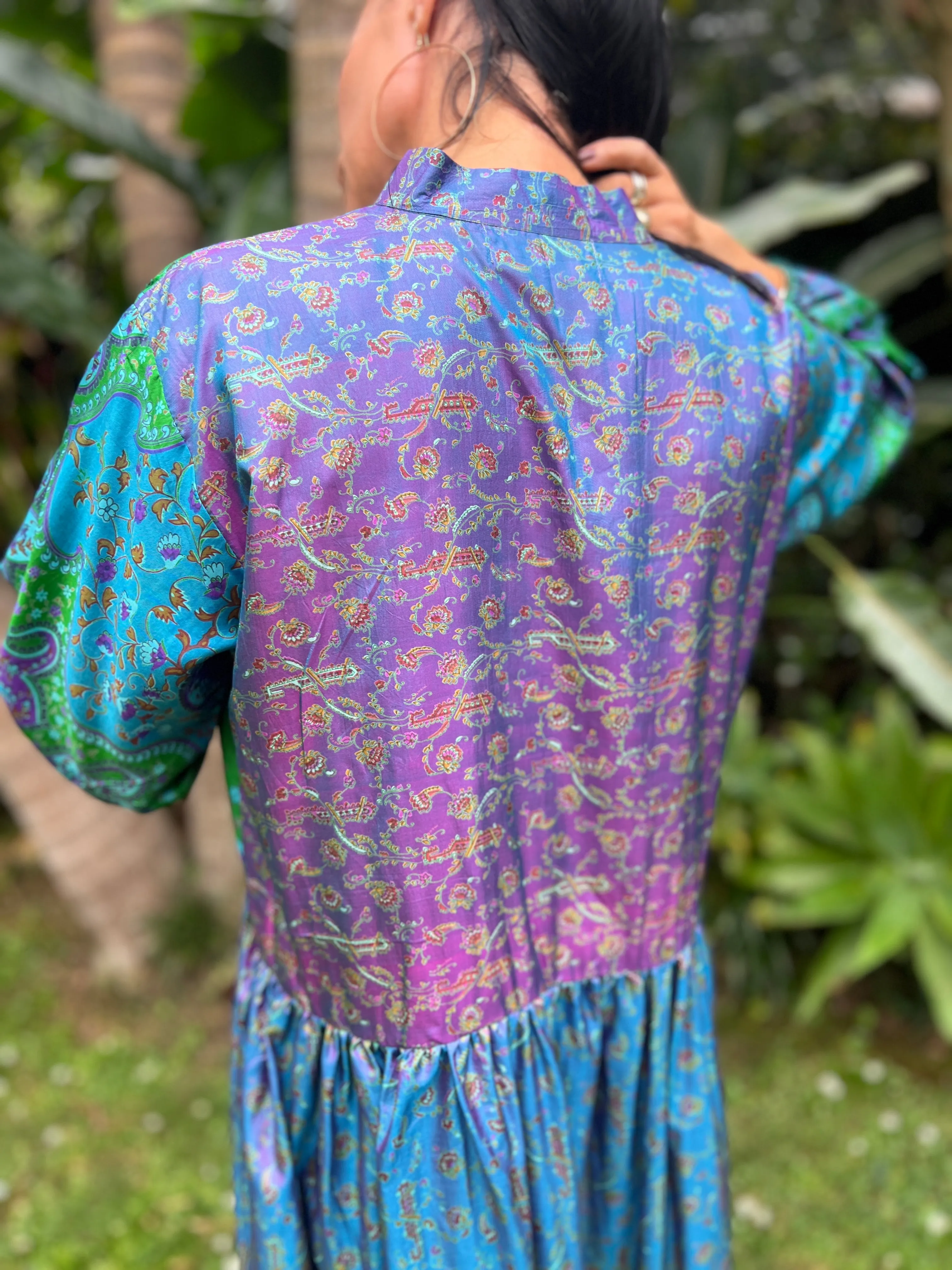 Moonlight Dress - Purple green Silk (S)