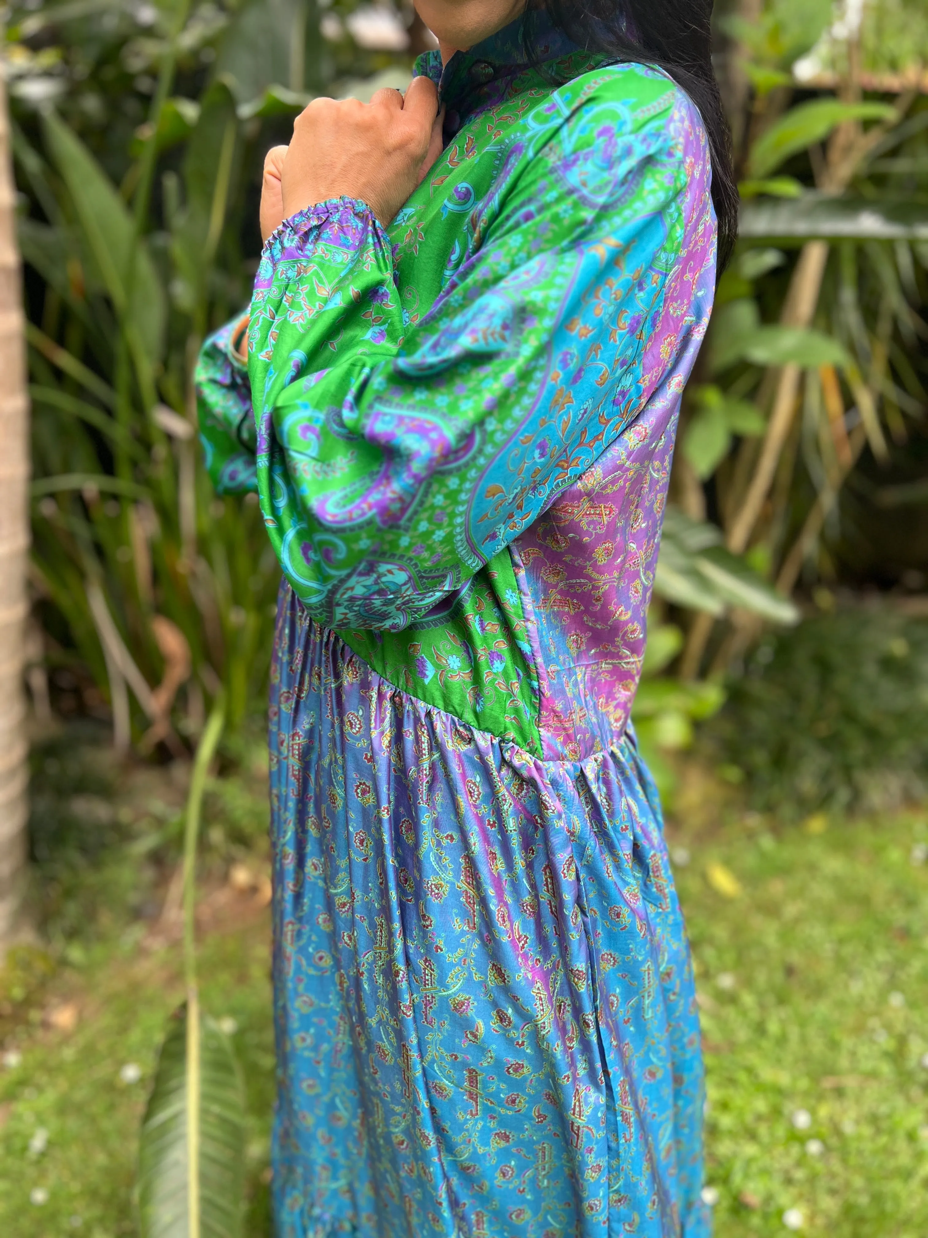 Moonlight Dress - Purple green Silk (S)