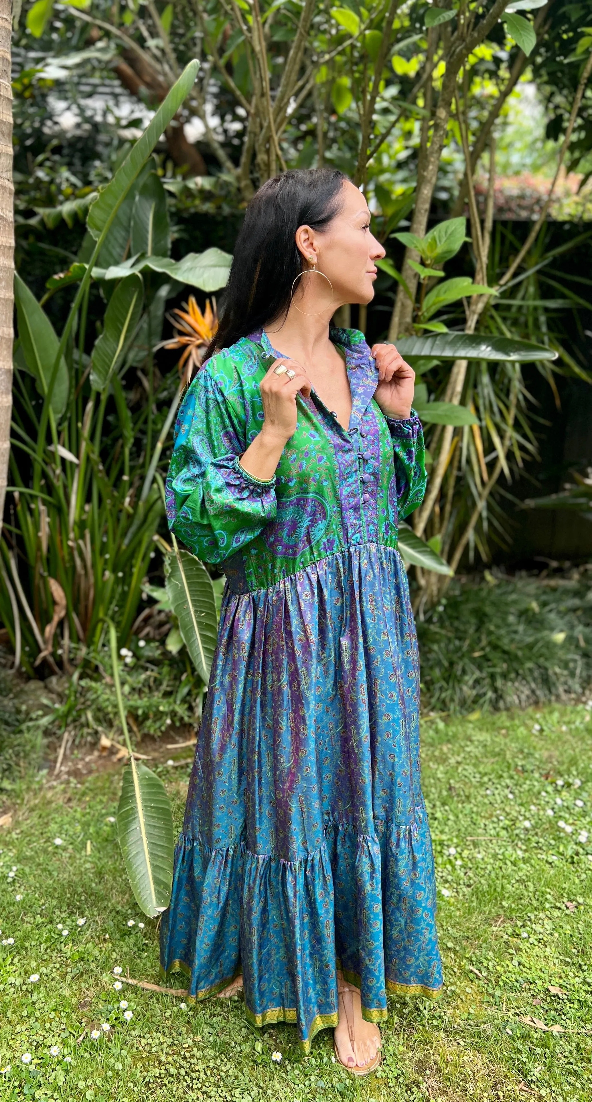 Moonlight Dress - Purple green Silk (S)