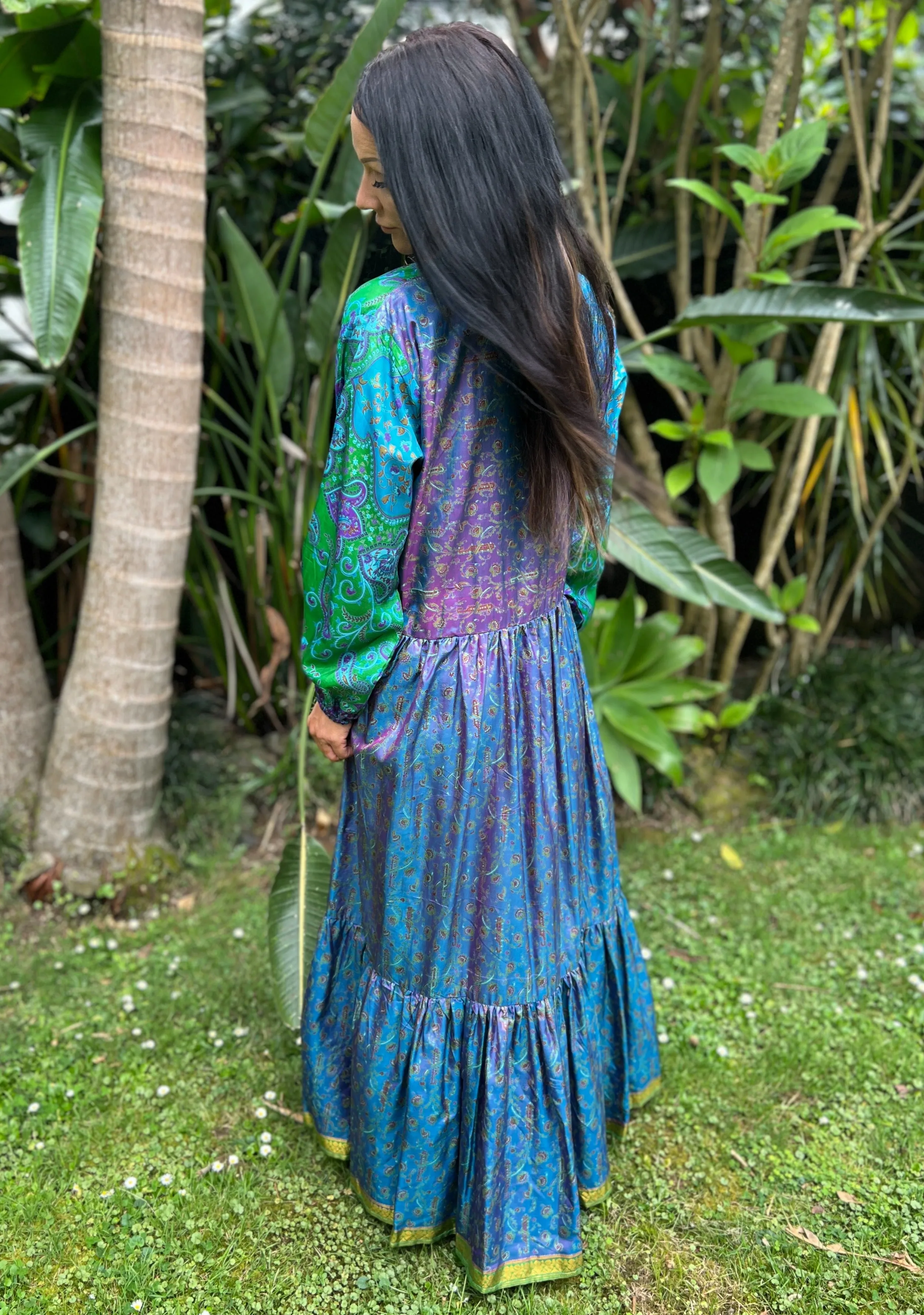 Moonlight Dress - Purple green Silk (S)