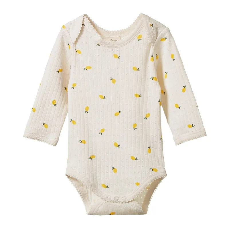 Nature Baby LS Bodysuit - Pointelle Lemon