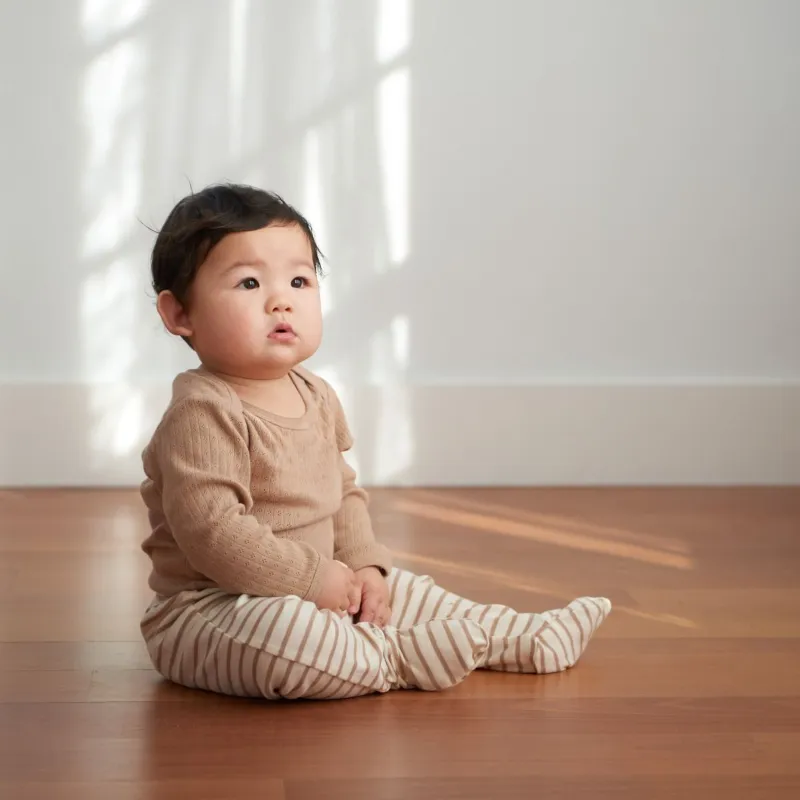 Nature Baby LS Pointelle Bodysuit - Nougat