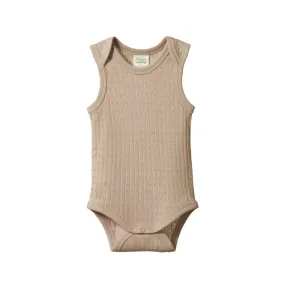 Nature Baby Singlet Pointelle Bodysuit - Nougat