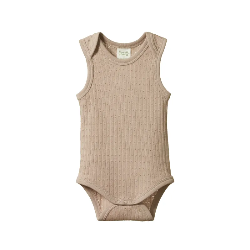 Nature Baby Singlet Pointelle Bodysuit - Nougat