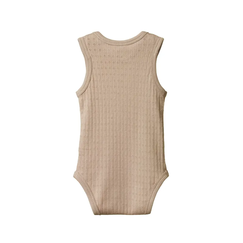 Nature Baby Singlet Pointelle Bodysuit - Nougat