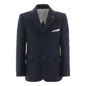 Navy Embroidered Pocket Blazer