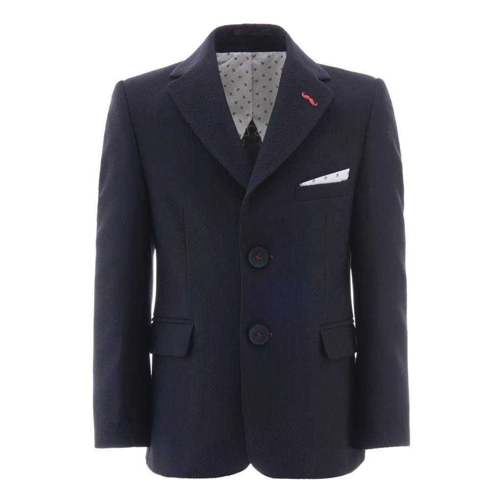 Navy Embroidered Pocket Blazer