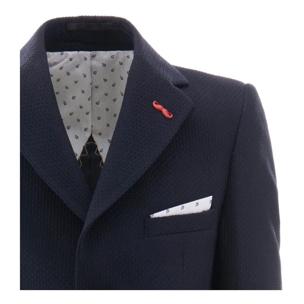Navy Embroidered Pocket Blazer