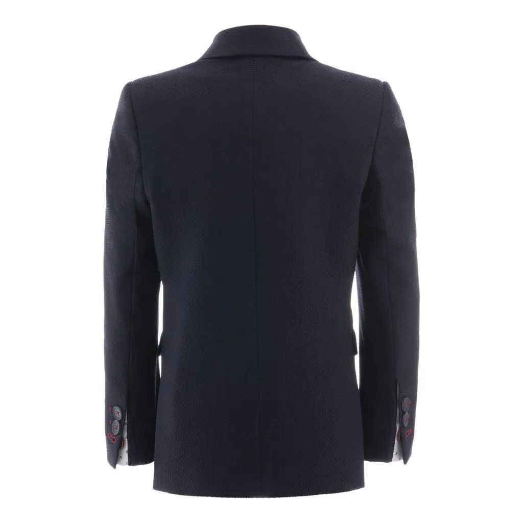 Navy Embroidered Pocket Blazer
