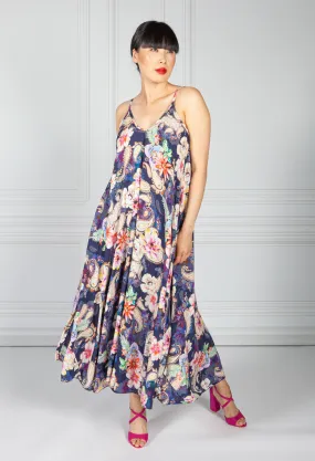 Navy Floral Print Maxi Dress