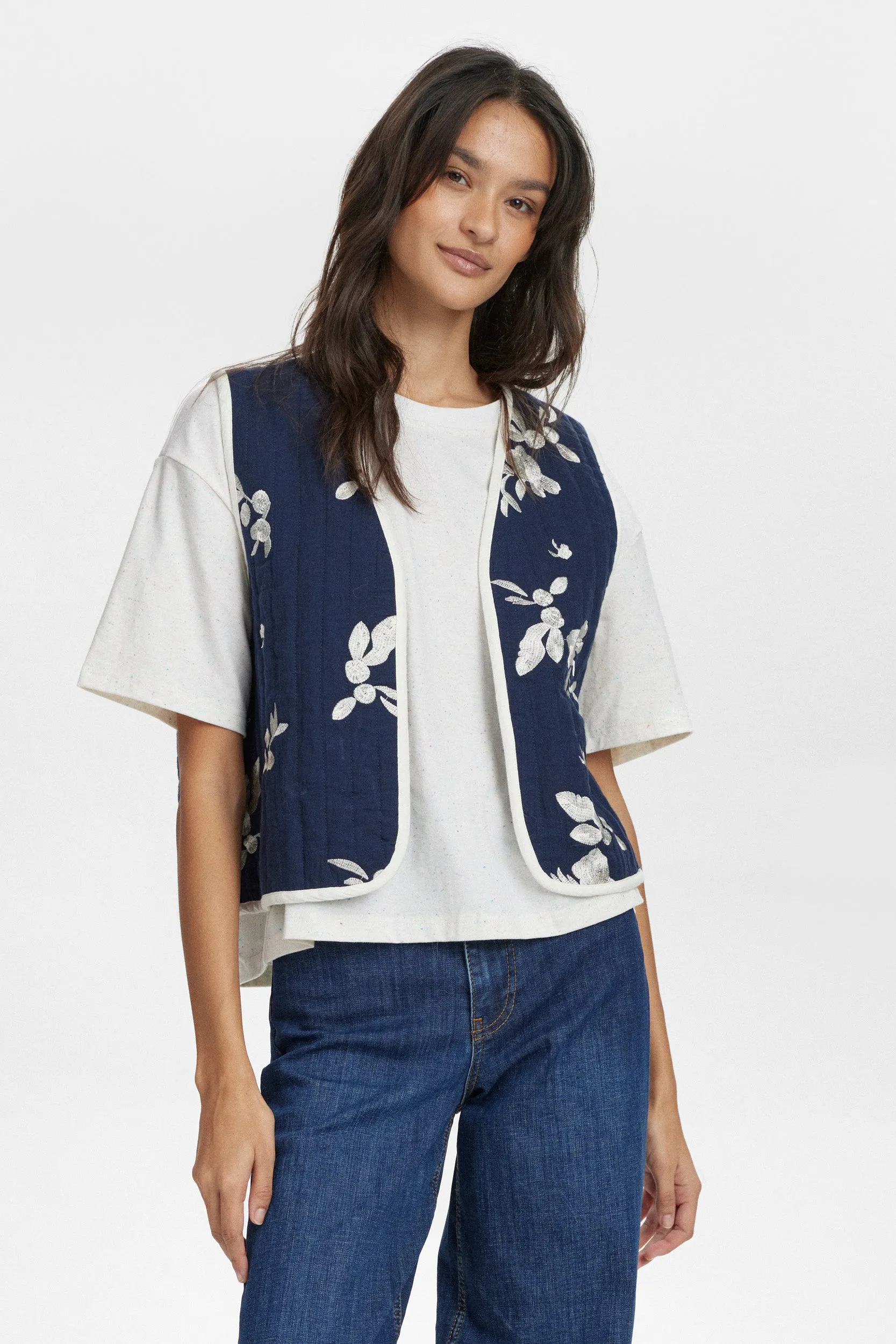 Numph Nustellas Quilted Gilet Vest in Sapphire