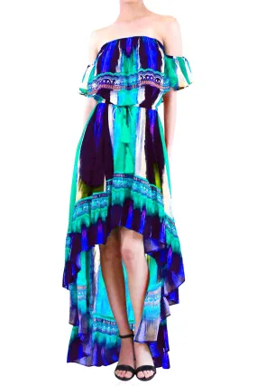 Off Shoulder Long Blue Dress