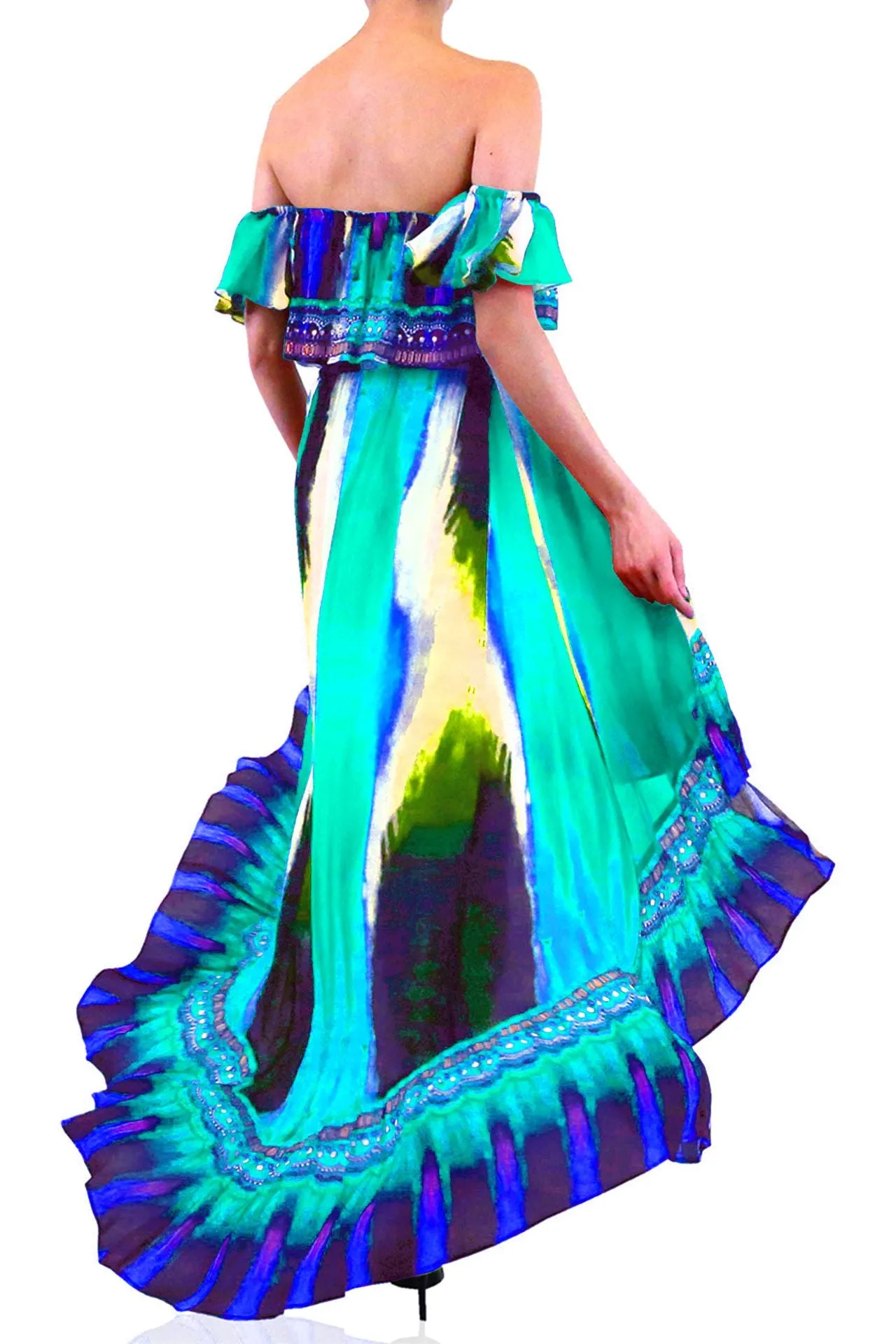 Off Shoulder Long Blue Dress
