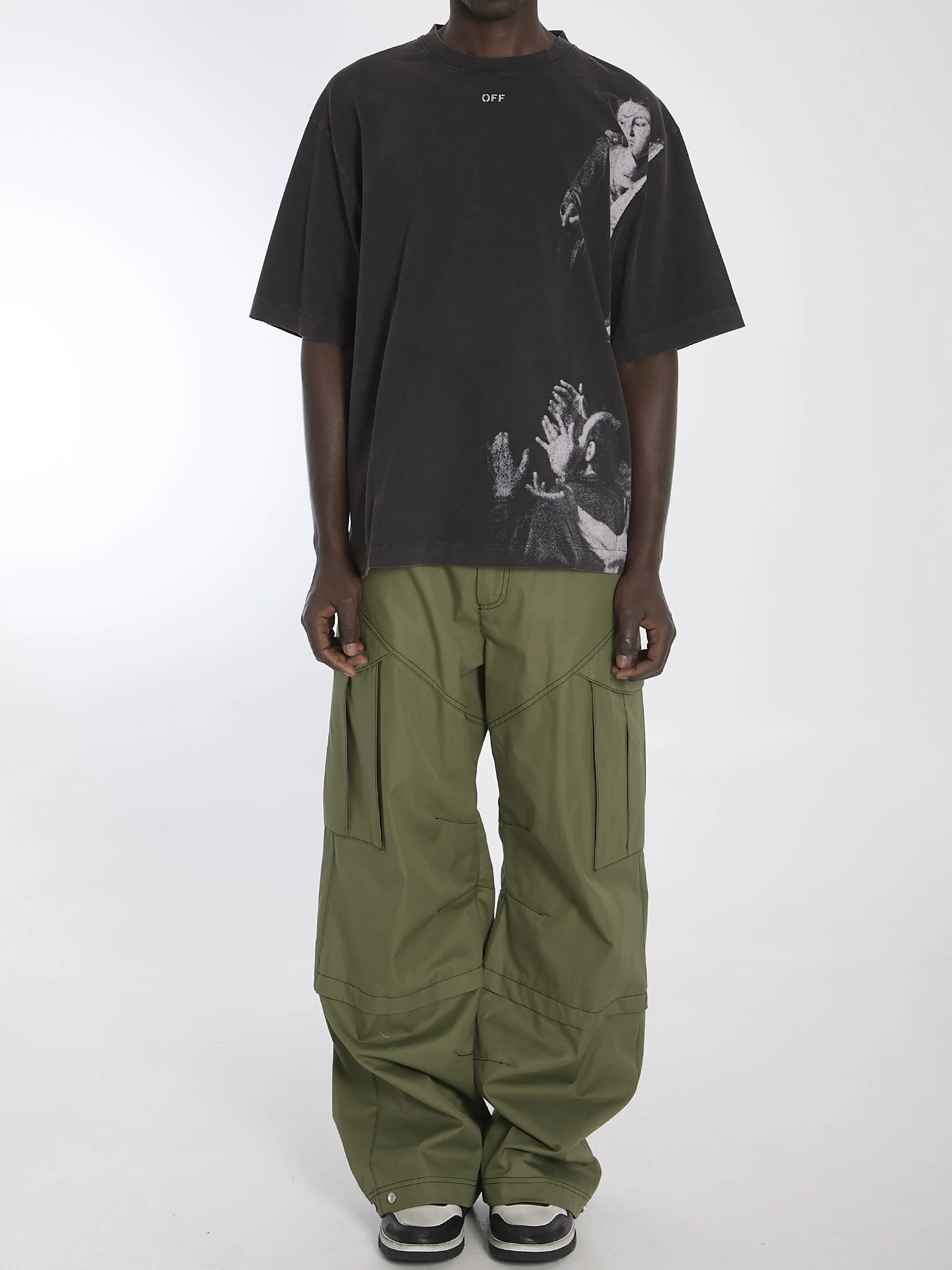 Off White Cargo Pants In Cotton