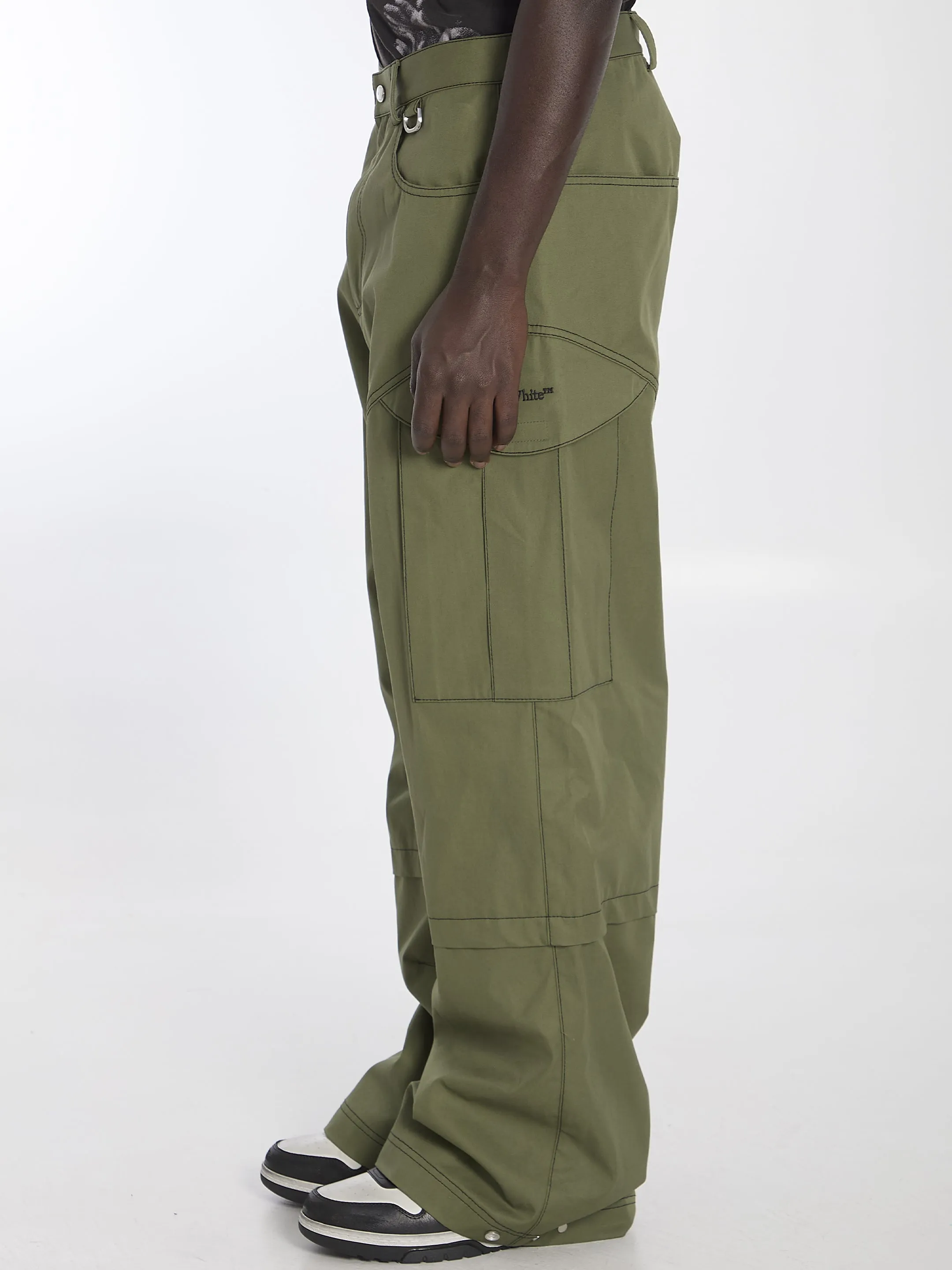 Off White Cargo Pants In Cotton