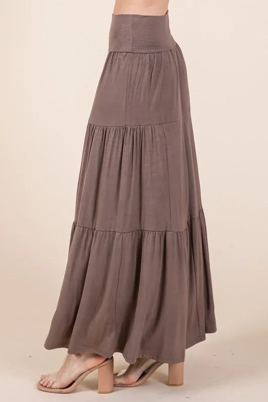 Orange Farm Solid Tiered Ruffle Skirt