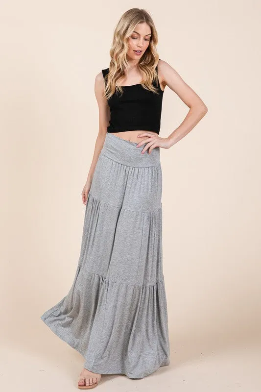 Orange Farm Solid Tiered Ruffle Skirt
