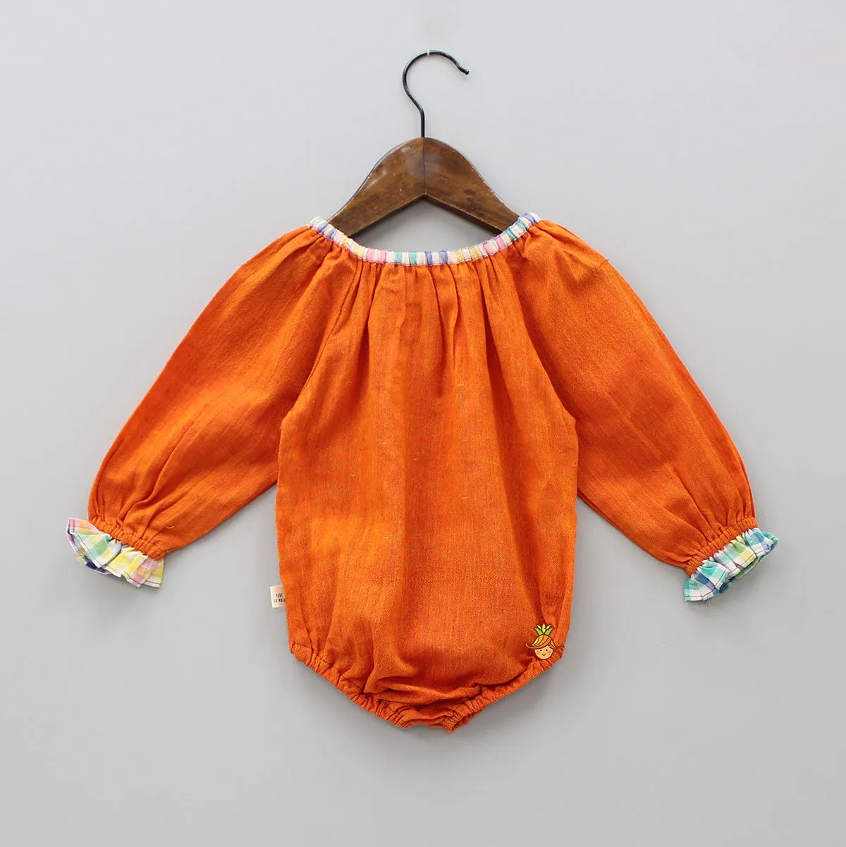 Orange Heart Patch Detailed Bodysuit
