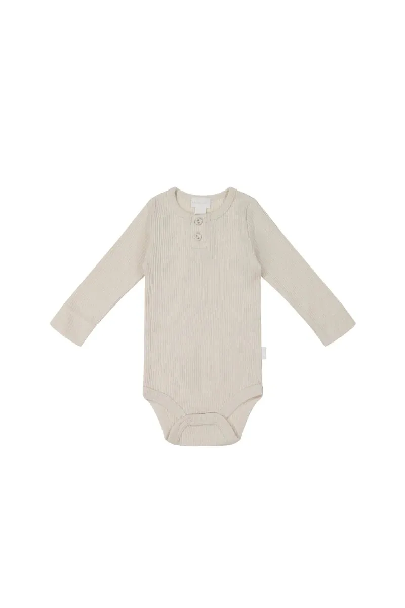 Organic Cotton Modal Long Sleeve Bodysuit - Beech