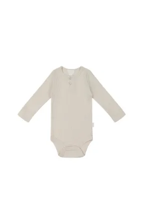 Organic Cotton Modal Long Sleeve Bodysuit - Beech